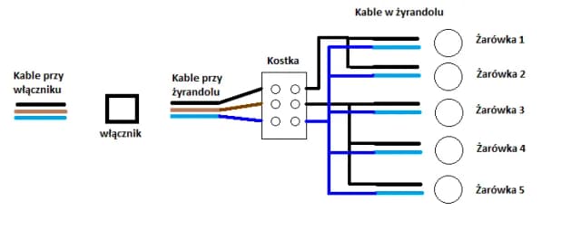 Jak podłączyć żyrandol na 5 żarówek z 3 kablami z sufitu bez błędów Jak podłączyć żyrandol na 5 żarówek z 3 kablami z sufitu bez błędów